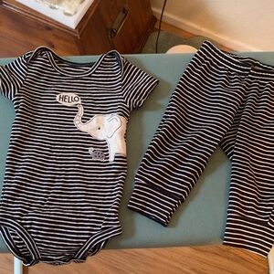 Carter’s Child of Mine Striped Elephant Onesie & Pants Set
